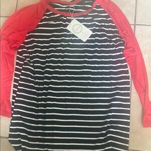 Striped Black and Red Kids Raglan Shirt